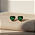 Brinco Ouro 18k Ponto de Luz Coração 6mm Verde Esmeralda - Imagem 2