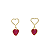 Brinco Ouro 18k Press Coração com Coração Vermelho - Infantil - Imagem 1