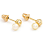 Brinco Ouro 18k Gêmeos Bolinha com Pérola 3mm - Infantil - Imagem 1