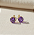 Brinco Ouro 18k Ponto de Luz Redonda 6mm Roxo - Imagem 1