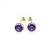 Brinco Ouro 18k Ponto de Luz Redonda 6mm Roxo - Imagem 5