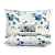 Jogo de Cama Lençol Casal Percal 200 fios Estampado Floral Azul Microtec 04 Peças Toque Macio - Imagem 1