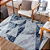 Tapete Sala Quarto Antiderrapante Berlim  1,40m x 2,00m Estampado Abstrato Azul e Cinza - Imagem 2
