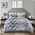 Kit Colcha Cobre Leito Queen Boutis Estampa Arte Linear Azul Dupla Face 2,40 X 2,60 - Imagem 1