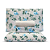 Jogo de Cama Lençol Queen Percal 200 Fios Estampado Floral Azul e Cinza Microtec 04 Peças Toque Macio - Imagem 1