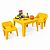 Mesa Infantil com 2 Cadeiras de Plástico Amarelo - Resistente e Seguro - Imagem 1