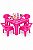 Mesa Infantil com 4 Cadeira Diamante de Plástico Rosa - Resistente e Seguro - Imagem 1