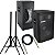 Kit Caixa de Som Datrel Ativa e Passiva Falante 15" 600w Rms Titanium Bluetooth Usb CSX02 - Imagem 1