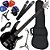 Kit Contrabaixo 4 Cordas Ativo PHX BS-4 S MBK Sunset Metallic Black Bx02 - Imagem 1