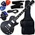 Kit Guitarra Elétrica Les Paul PHX Studio LP-5 BK Flamed Maple Preta Gx01 - Imagem 1