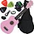 Kit Ukulele Soprano Elétric Rosa Com Capa Uks-01 Pi Andaluz - Imagem 1