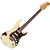 Guitarra Vintage Icon V6MRVW STR Destressed White On Sunburst com Corpo Sólido Braço Hard Rock Maple Escala Rosewood 22 Trastes 3 Captadores Wilkinson WVS Alnico V Ponte Vibrato Wilkinson - Imagem 1