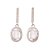Brinco Prata Quartzo Rosa Oval Zircônias Pendente - Imagem 1