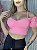 Cropped Manguinha Princess -  Rosa Chiclete - Imagem 1