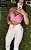 Conjunto Semi Empina Brocado -Branco/Rosa - Tamanho único  38 a 42+ - Imagem 3