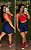 Conjunto Curto Semi Empina Brocado Azul/Vermelho- Tamanho único 38 a 42+ - Imagem 1