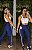 Legging Tradicional Brocada Azul Escuro- Tamanho único 36 a 42 - Imagem 2