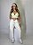 Conjunto Fitness Semi Empina Brocado Off/Verde - Veste 38 a 42 - Imagem 1