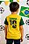 Camisa Infantil Brasil Unissex Gola V Amarela Com Verde e Azul tamanhos 2 a 10 anos - Imagem 2