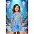 vestido fundo do mar infantil menina azul malha algodão com faixa de cabelo tamanhos de 2 a 10 anos - Imagem 3