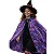 capa bruxinha infantil feminina túnica halloween colorida poliéster roxa tamanho altura 80cm x 50cm largura - Imagem 1