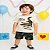 conjunto infantil crocodilo masculino bermuda preta e camiseta creme tamanhos 2 a 6 anos - Imagem 1