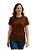 camiseta marrom feminina 100% algodão confortável visual moderno tamanhos P a GG - Imagem 1