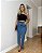 Saia alongada jeans risca de giz Liliana - Imagem 1