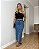 Saia alongada jeans risca de giz Liliana - Imagem 3