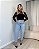 Calça Slouchy Jeans Lavagem Clara Com Brilho Denim Zero DZ21187 - Imagem 4