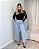Calça Slouchy Jeans Lavagem Clara Com Brilho Denim Zero DZ21187 - Imagem 1