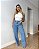 Calça Reta Jeans Com Cinto Peônia - Imagem 4