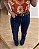Calça Wide Leg Jeans Lavagem Escura Com Costura Frontal Louise - Imagem 6