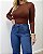 Calça Wide Leg Jeans Lavagem Escura Denim Zero DZ21492 - Imagem 6