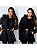 Jaqueta ParKa Feminina Dupla Face Nylon/Peluciada Preto - Imagem 6
