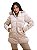 Jaqueta Feminina Parka Veludo/Peluciada Com Capuz Bege - Imagem 1