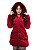 Jaqueta Feminina Parka Veludo/Peluciada Com Capuz Vermelho - Imagem 1