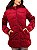 Jaqueta Feminina Parka Veludo/Peluciada Com Capuz Vermelho - Imagem 6