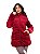 Jaqueta Feminina Parka Veludo/Peluciada Com Capuz Vermelho - Imagem 3