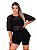 Blusa Tule Feminina Fitness Academia Manga Curta Preto - Imagem 1