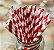 25 Canudos De Papel Biodegrádavel Vintage Listras Vermelho   (Ex) - Imagem 1
