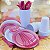 Kit Festa 50 PESSOAS DESCARTAVEIS BRANCO E ROSA PEROLADO GARFO + PRATO + COPO - Imagem 1