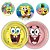 8 PRATO BOLO FESTA  BOB ESPONJA  DE PAPEL 18 CM REGINA - Imagem 1