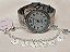 Kit Relógio Pallyjane Prateado com strass e Pulseira detalhe flor BCR148 - Imagem 5