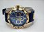 Relogio masculino pulseira de silicone azul com bisel dourado BCRM114 - Imagem 4