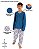 Pijama infantil masculino flanelado com calça xadrez - Imagem 2