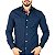 Camisa RL Slim Fit Algodão Monocromática Azul Marinho - Imagem 1