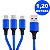 Cabo Usb 3 Em 1 Lightning + Micro-Usb + Type-C 1,2Mt 5.8A Azul Kaipitan - Imagem 1