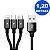 Cabo Usb 3 Em 1 Lightning + Micro-Usb + Type-C 1,2Mt 5.8A Preto Kaipitan - Imagem 1