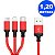 Cabo Usb 3 Em 1 Lightning + Micro-Usb + Type-C 1,2Mt 5.8A Vermelho Kaipitan - Imagem 1